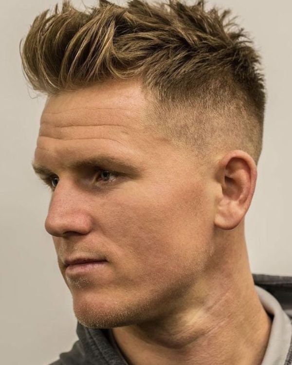 Blonde Faux Hawk with High Fade Haircut