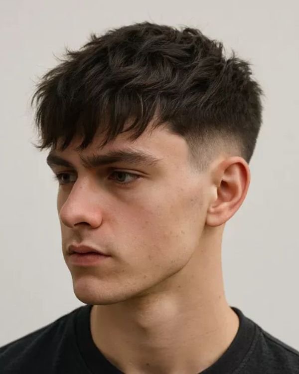 Textured Fringe with Taper Fade haircut