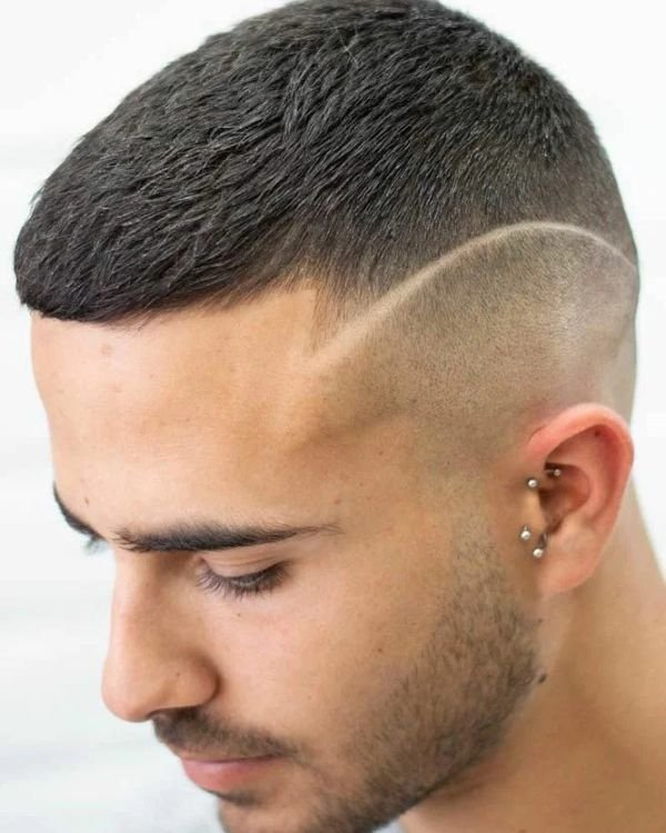 Crew Cut with Shaved Line Design