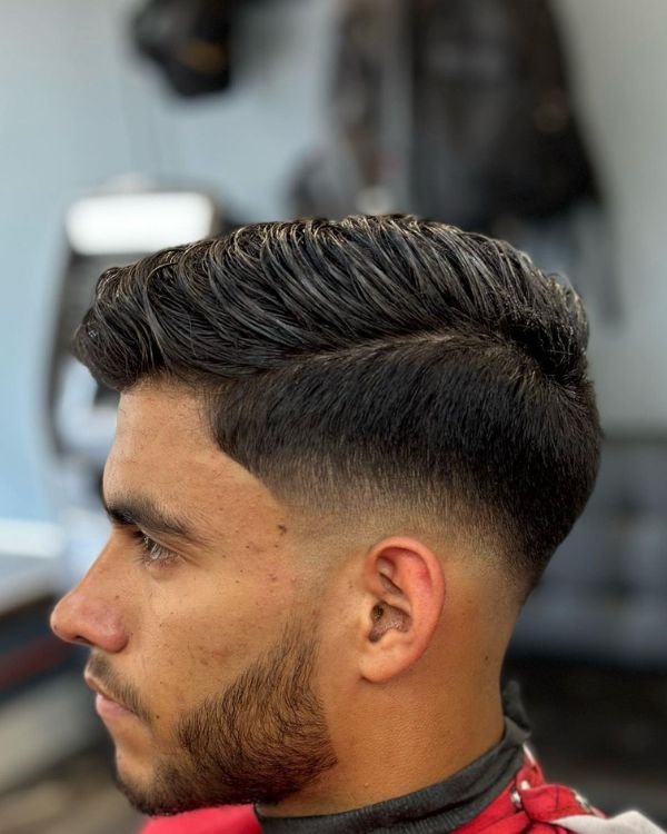 Short Comb Over with Low Drop Fade