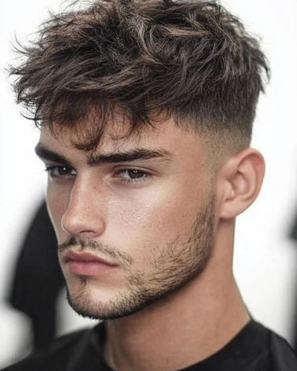 Short Shaggy Hair with Taper Fade Sides