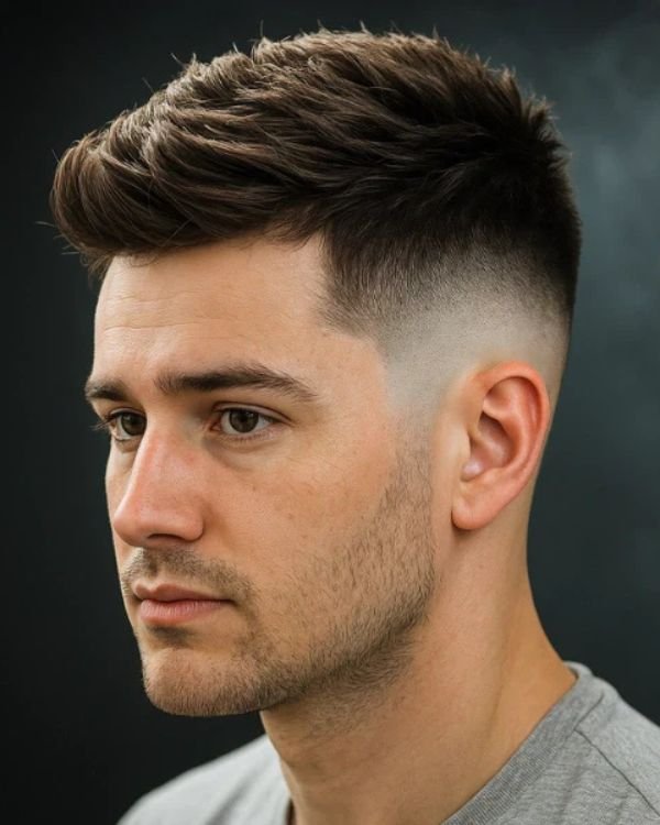 Full Textured Quiff with Low Skin Fade