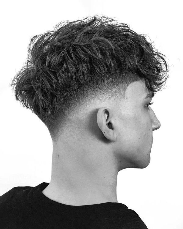 Heavy Tousled Fringe with Low Taper Fade