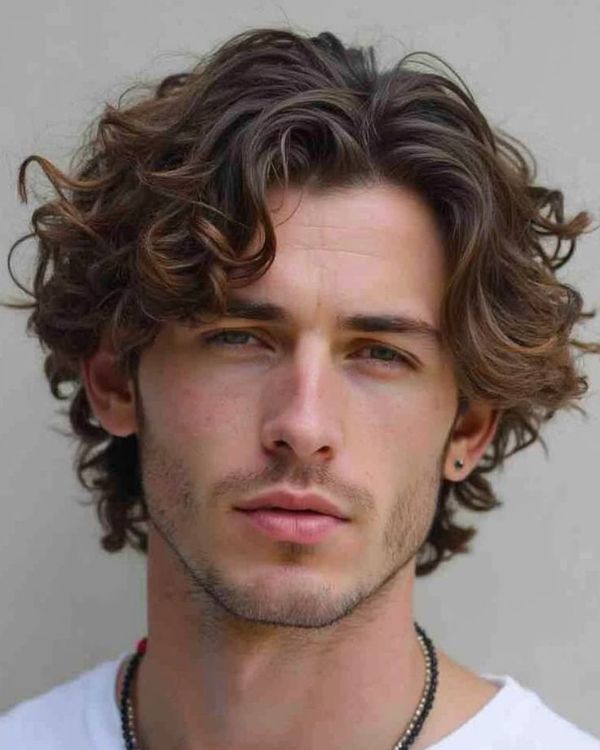 men's middle part hairstyle