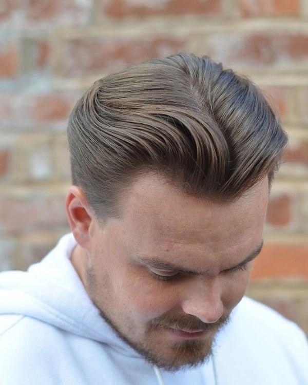 Middle Part Brush Back with Short Sides