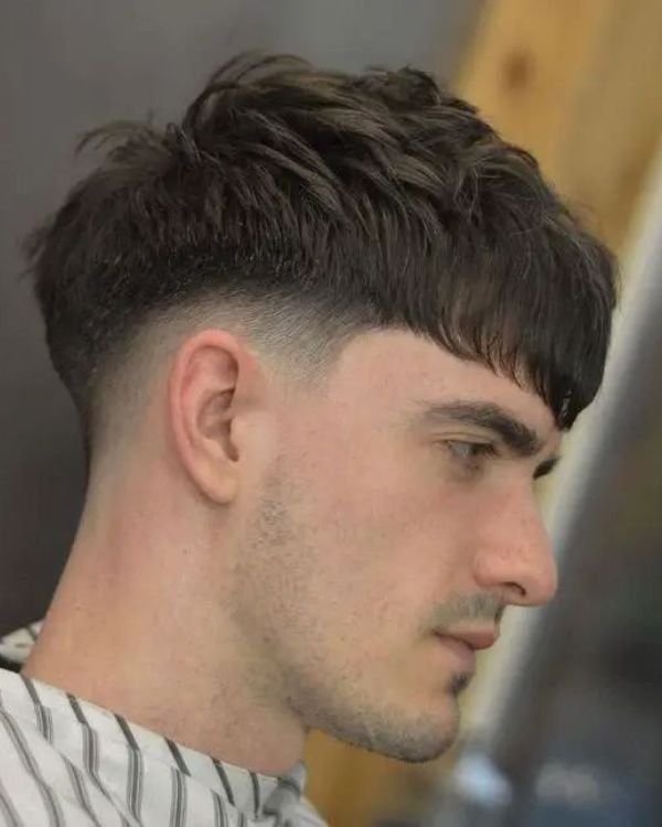 Short Layers with Blunt Fringe and Fade