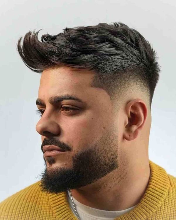 Textured Quiff with Sharp Fade