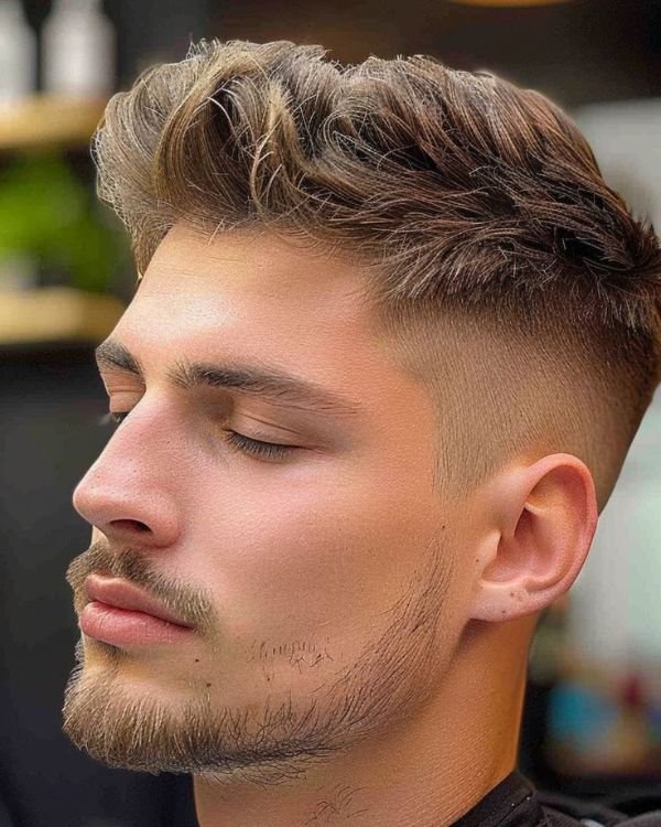 Tousled Short Quiff with Low Fade